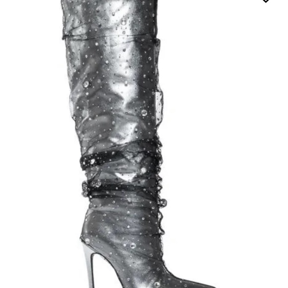 AKIRA Silver Over the Knee Boots - Picture 1 of 3